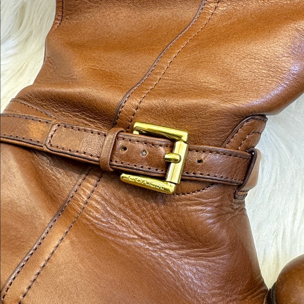 Coach Cognac Brown Leather Over-the-Knee Boots - Picture 4 of 7